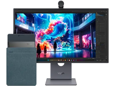 The Lenovo Yoga All-in-One, right angle view