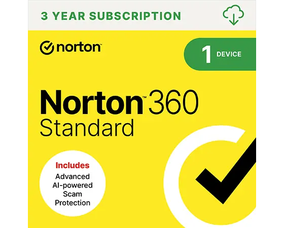 Norton 360 Standard(1台用) ― ウイルス対策、VPN、高度なAI搭載詐欺対策 (3年版)