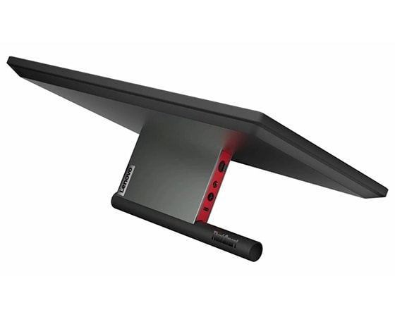 Lenovo ThinkSmart Controller sett bakfra med synlig fot og synlige porter.