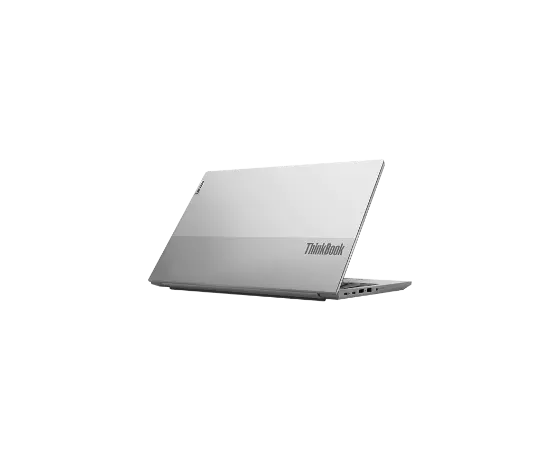 Vista trasera de tres cuartos del lateral derecho del Lenovo ThinkBook 15 de 2.ª generación abierto 90 grados