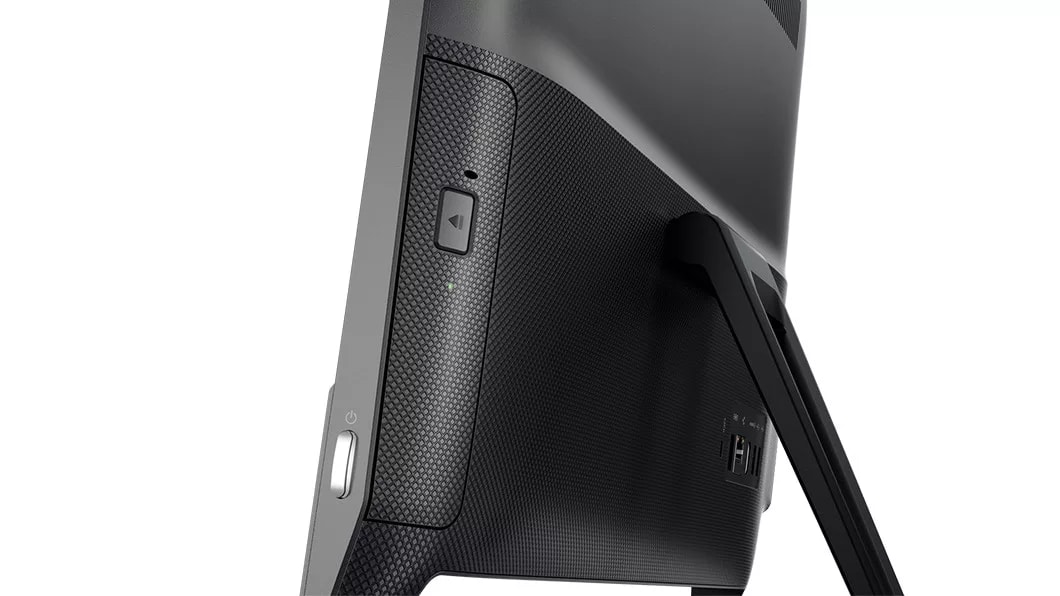 Lenovo Ideacentre AIO 310 (20) in black, right side view showing optical drive thumbnail