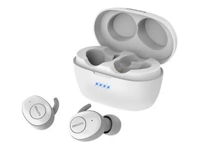 

Philips T3215 Wireless in-Ear Earbuds, TWS Bluetooth 5.1 Stereo Headphones, IPX4, Up to 24 (6+18) hrs of Playtime with USB-C Charging case - White