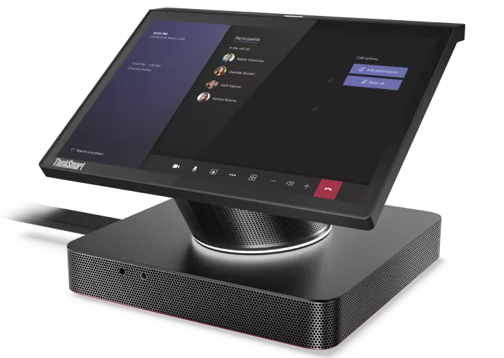 Vista anteriore da destra di Lenovo ThinkSmart Hub per Microsoft Teams Rooms