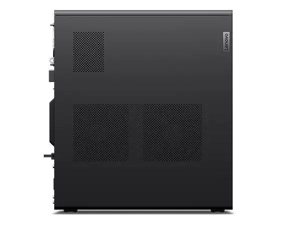 Vue gauche du Lenovo ThinkStation P3, format tour, montrant le panneau gauche