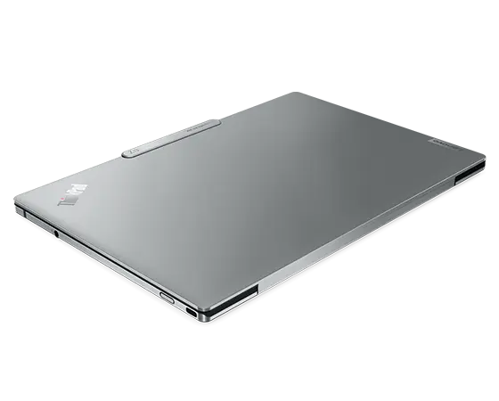 Overhead shot of the Arctic Grey cover on the Lenovo ThinkPad Z13 Gen 2 laptop.