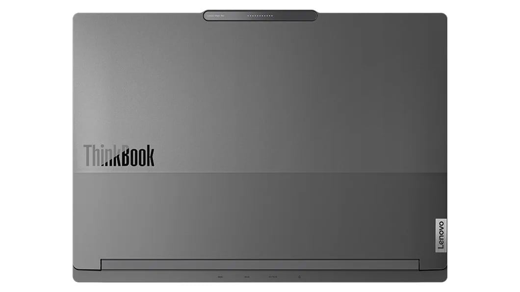 Overhead shot of the closed top cover on the Lenovo ThinkBook 16p Gen 4 laptop. 