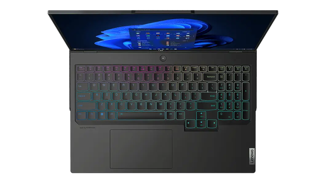 Legion Pro 7i Gen 8 (16, Intel) top view of keyboard with RGB lighting