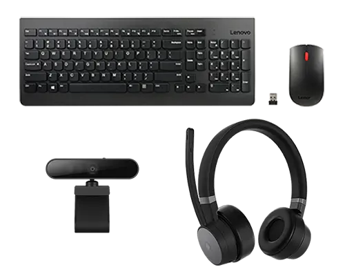 Lenovo Pacote de trabalho 4 - teclado e mouse, webcam, fone de ouvido