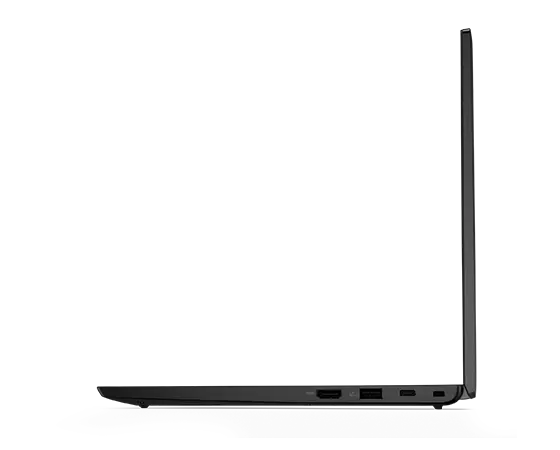 Right-side profile of the Lenovo ThinkPad L13 Gen 4  laptop open 90 degrees, showing ports & slots.