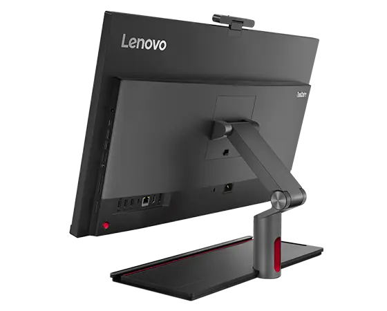 Rear-facing Lenovo ThinkCentre M90a Pro Gen 4 (27'' Intel) all-in-one PC, showing rear cover and ports, with Ultra Flex Stand 