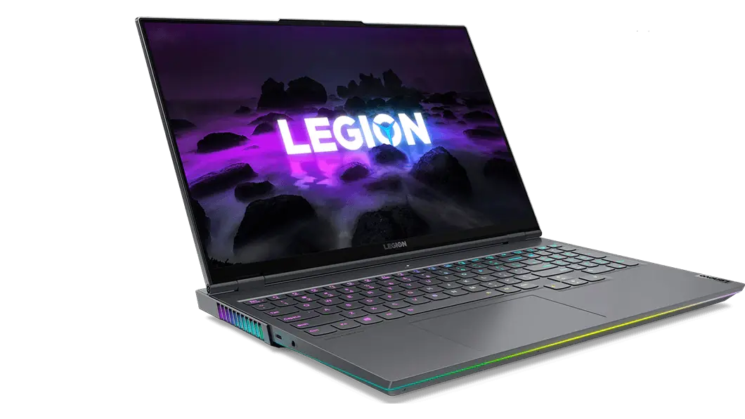 Imagen desde la izquierda de la laptop gaming Lenovo Legion 7 6ta Gen (16”, AMD)