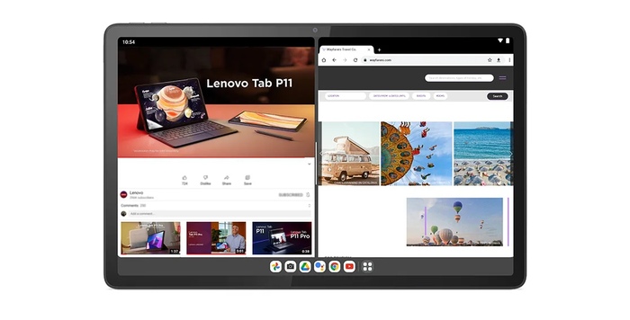 Top-down view of Lenovo Tab P11 tablet with optional pen