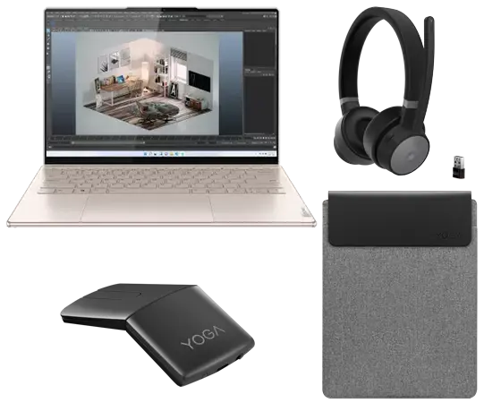 Lenovo Yoga Slim 9 14IAP7 I7 16G 1T 11H + Yoga Mouse + Wireless ANC Headset + Yoga 14.5-inch Sleeve 12th Generation Intel(r) Core i7-1280P Processor (E-cores up to 3.60 GHz P-cores up to 4.80 GHz)/Windows 11 Home 64/1 TB SSD M.2 2242 PCIe Gen4 TLC