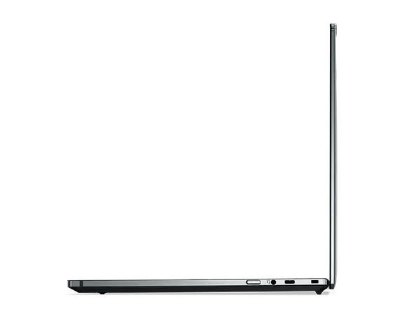 Right-side profile of the Lenovo ThinkPad Z16 Gen 2 laptop open 90 degrees.