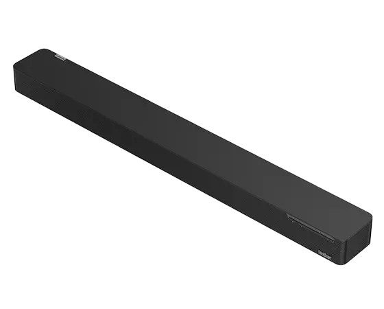Aerial view of front facing ThinkSmart Bar, sound bar with built-in speaker & mic array, part of Lenovo ThinkSmart Core Full Kit with IP Controller for Zoom Rooms 