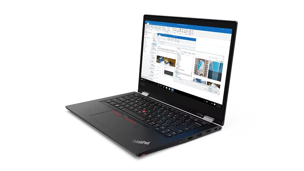 Vista de la ThinkPad L13 Yoga 2da Gen (13&quot;, AMD) en modo tienda.