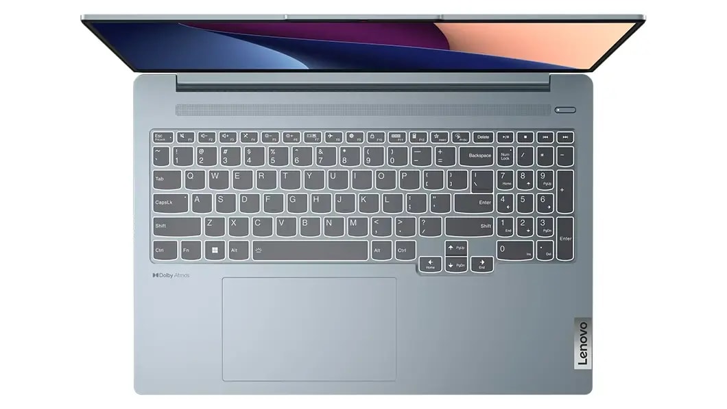 Top view of the IdeaPad Pro 5 Gen 8 (16&quot; Intel), showing keyboard and trackpad