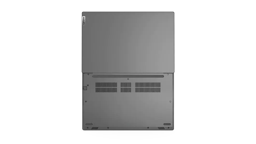 Lenovo V14 Gen 2 (14'' AMD) laptop – rear/bottom view, with lid open flat