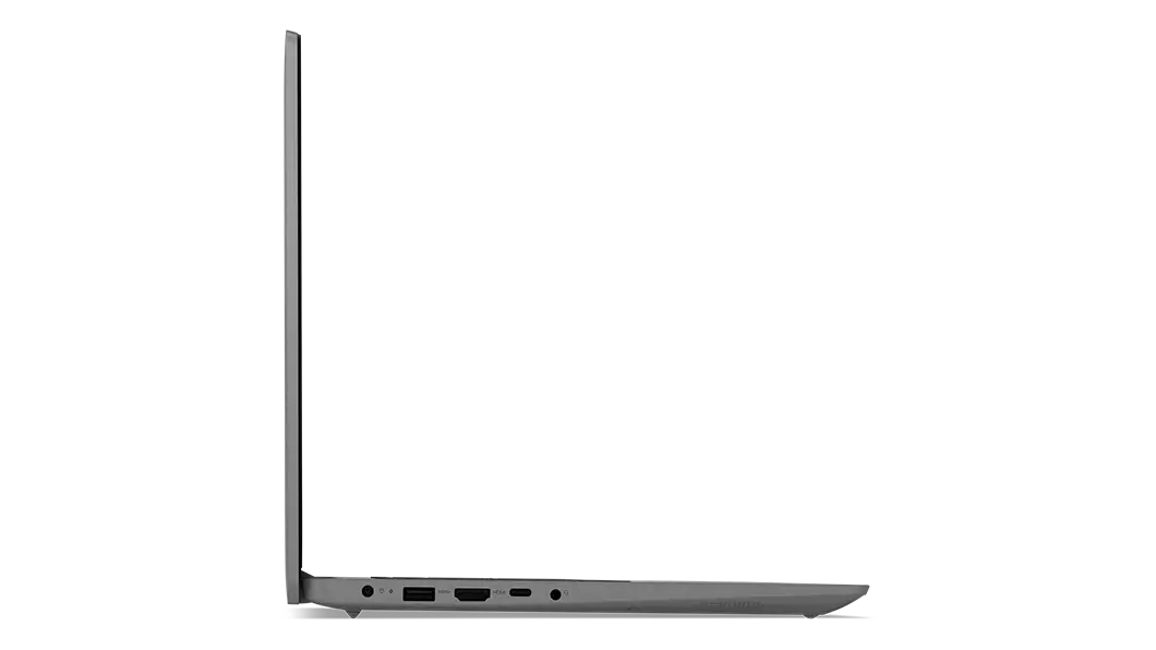 Vista del perfil derecho de los puertos del portátil IdeaPad 3i 7ma Gen (15”, Intel) en color Arctic Grey – colores sujetos a disponibilidad