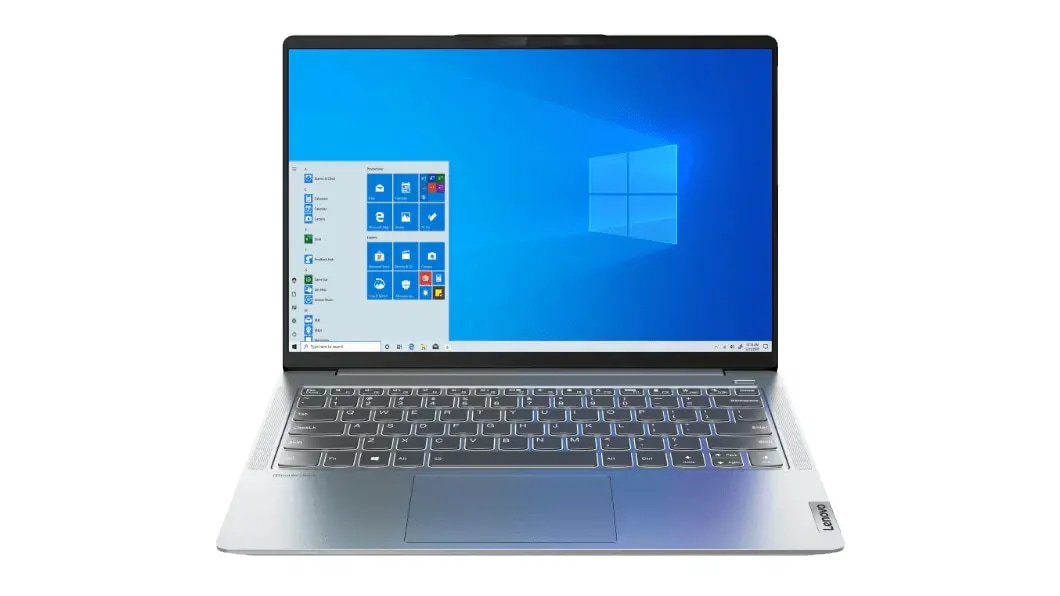 Imagen trasera de semiperfil de la laptop IdeaPad 5i Pro 6ta Gen (14&quot;, Intel) abierta a poco menos de 90°, en color Cloud Grey