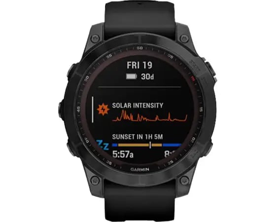 Garmin fēnix 7 Sapphire Solar GPS Smartwatch - Black DLC Ti w/Black Band