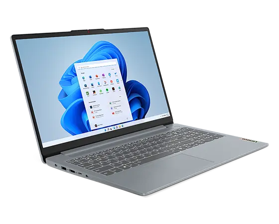 IdeaPad Slim 3i Gen 9 (15” Intel) front facing right with home screen on display