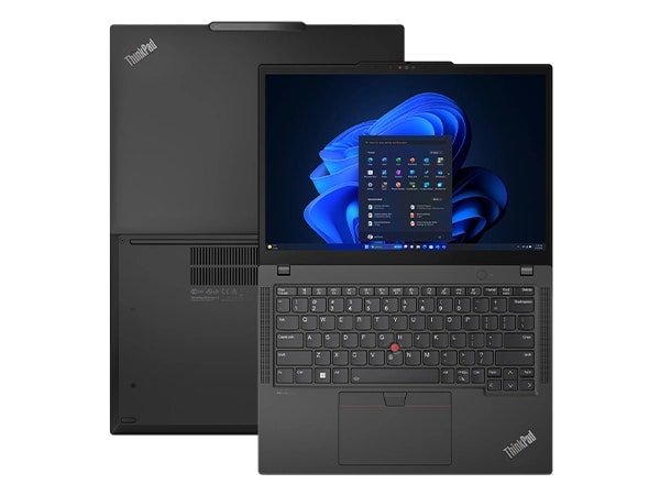 Vorderseite des Lenovo ThinkPad X13 Notebook der 5. Generation, das die Rückseite des Lenovo ThinkPad X13 Notebook der 5. Generation überlappt
