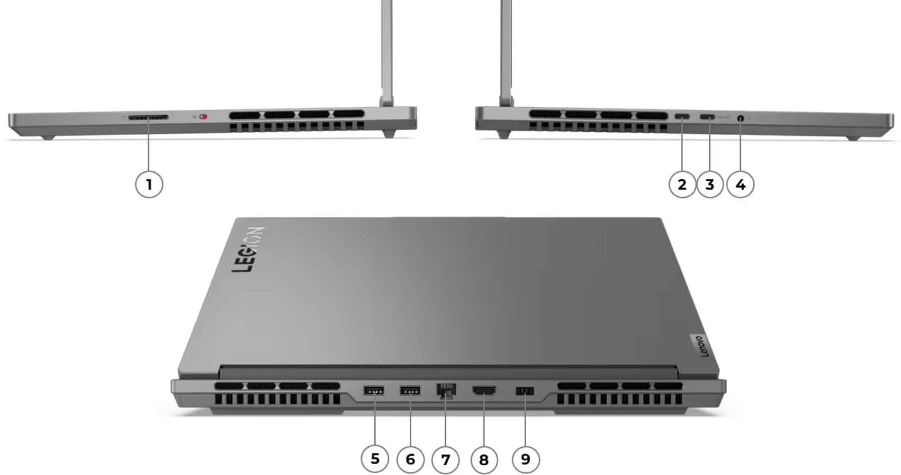 Ports & Slots - Legion Slim 5 16 Gen 9 0CMJ 14th Gen AMD 8000 Gaming Laptop in Bangladesh | MC Solution BD