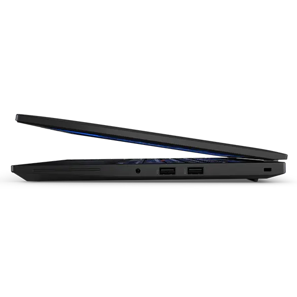 Left-faced Lenovo ThinkPad L14 Gen 5 laptop open at 15 degrees.