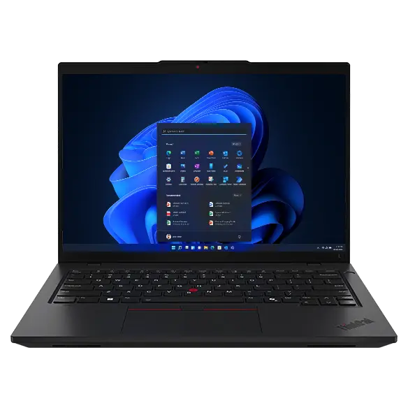 Front-facing 14'' Lenovo ThinkPad L14 Gen 5 laptop.