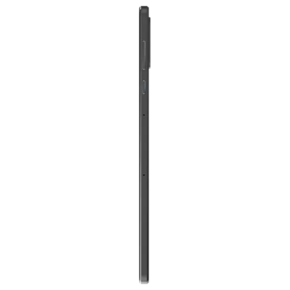 Tablet Lenovo Legion Tab para gaming — perfil lateral direito, orientado verticalmente