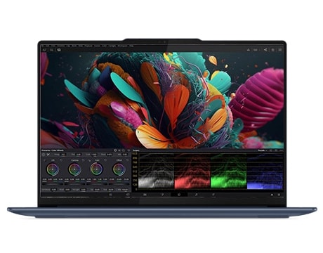 Barve se vrtinčijo na Lenovo Yoga Slim 7x: zaslon PureSight OLED računalnika Copilot+.