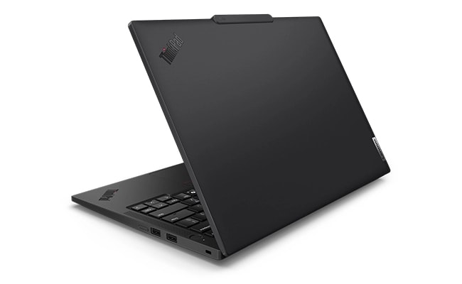 Das Lenovo ThinkPad T14s Gen 6 Notebook mit recyceltem Kohlefaserpolymer auf der oberen Abdeckung bietet ein elegantes Erscheinungsbild.