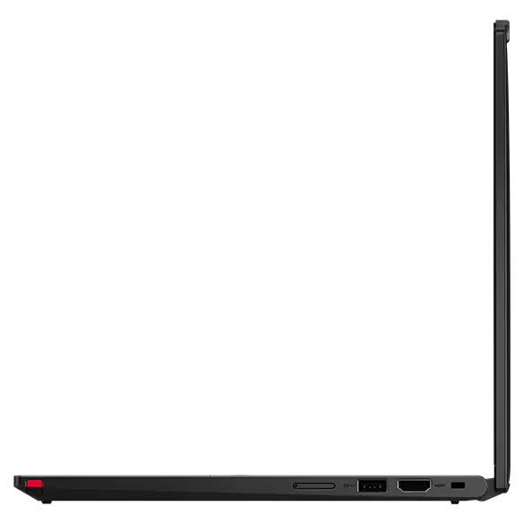 Right side view of Lenovo ThinkPad X13 2-in-1 Gen 5 laptop, open 90 degrees.
