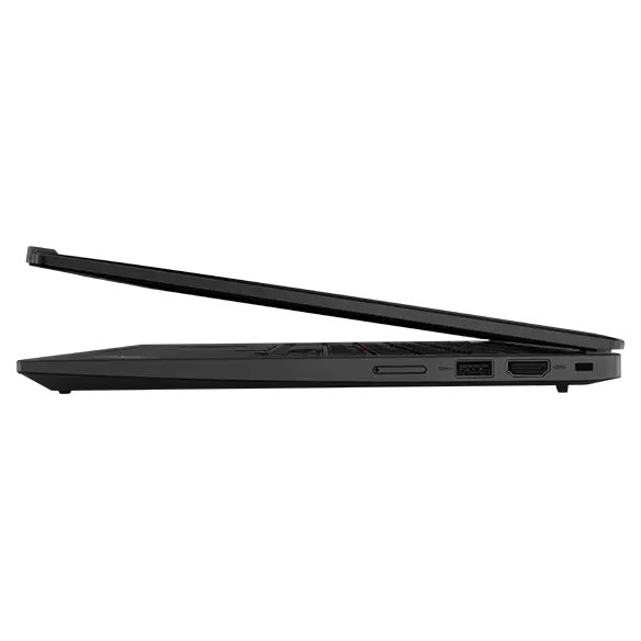 Lenovo ThinkPad X13 laptop: Right profile, lid slightly open