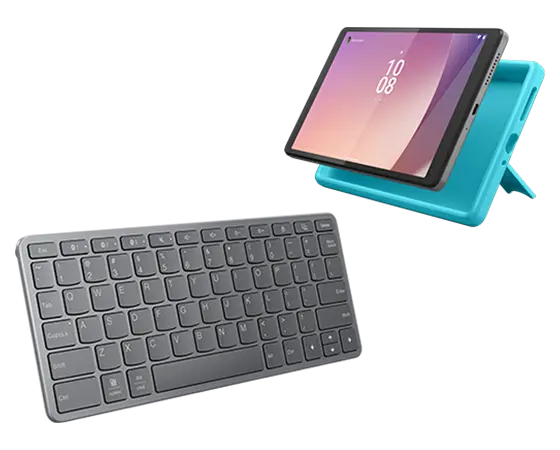 Lenovo Tab M8 (4th Gen) (4GB 64GB) (Wifi) - Arctic Grey + Bumper & Bluetooth Wireless Keyboard MediaTek MT8768 Prozessor (2,20 GHz )/Android/64 GB eMMC