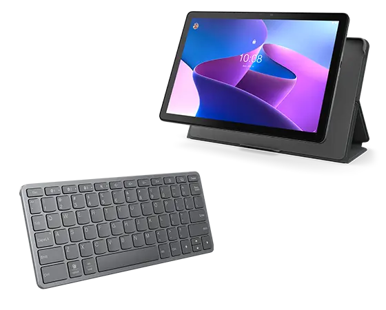 Lenovo Tab M10 3rd Gen (3GB 32GB) (Wifi) - Storm Grey + Funda + Bluetooth Wireless Keyboard Processador Unisoc T610 (1,80 GHz )/Android 11 or Later/32 GB eMCP
