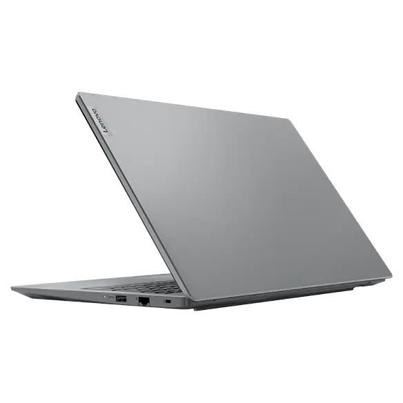 Lenovo V15 Gen 4 laptop: left, rear view with lid open