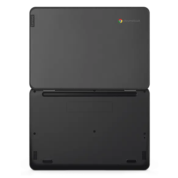 Lenovo 100e Chromebook Gen 3 laptop top-down view of top and bottom cover