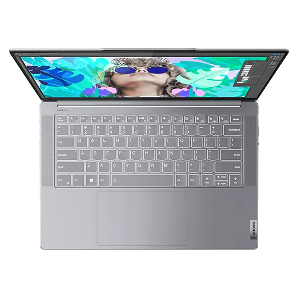 Top-down view of Yoga Slim 7 Gen 8 laptop keyboard