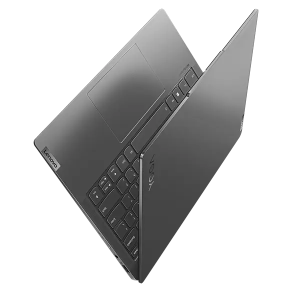 Slightly opened Yoga Slim 6 Gen 8 laptop facing up