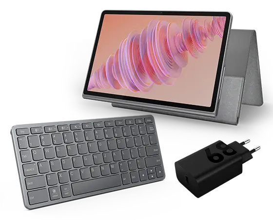 Lenovo Tab Plus (8GB 256GB) (Wifi) - Luna Grey + Sleeve, Charging Adaptor & Wireless Keyboard Processore MediaTek Helio G99 (da 2,2 GHz )/Android/256 GB UFS 2.2