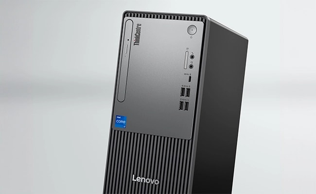 Lenovo ThinkCentre Neo 50t Gen 5 (Intel) Tower – gebaut für die Zukunft aus gebrauchten Materialien (Post-Consumer Content).