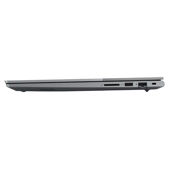 Right side view of Lenovo ThinkBook 16 Gen 7 (16 inch Intel) laptop with closed lid, focusing its four ports.