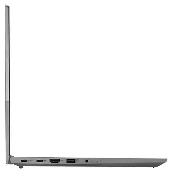 Left-side profile of Lenovo ThinkBook 15 Gen 5 laptop open 90 degrees.