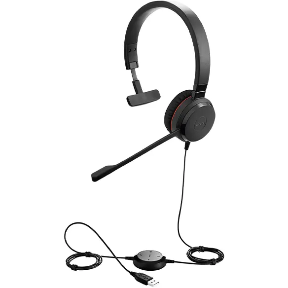 Jabra Evolve 30 II UC USB-A/3.5mm Mono Wired Headset - Black