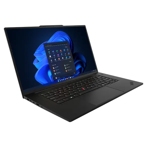 Lenovo ThinkPad P1 Gen 7 mobile workstation with a host of ports & slots, a large trackpad, & functional keyboard.