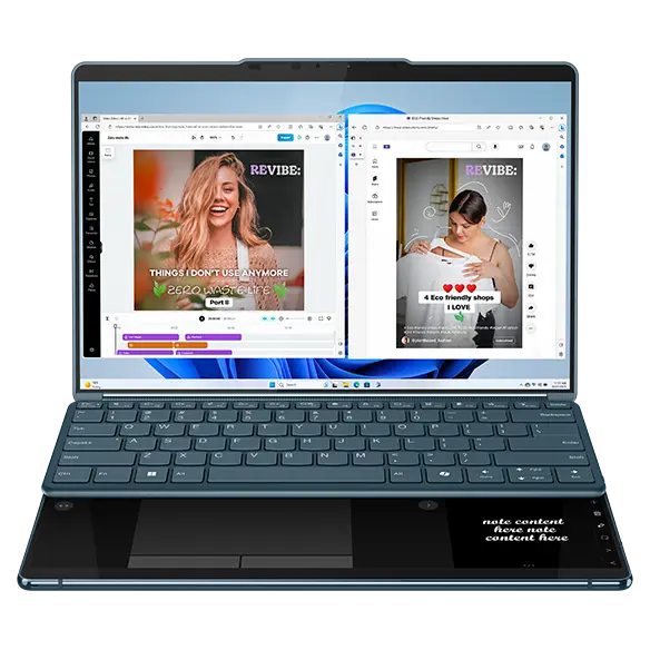 Front view of the Lenovo Yoga Book 9i Gen 9 (13 Intel) with keyboard