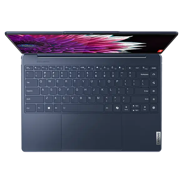 Yoga 9i 2-in-1 Gen 9 (14” Intel) in Cosmic Blue top view of keyboard