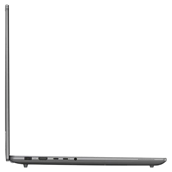 Left profile view of the Lenovo Yoga Pro 9i Gen 9 (16 Intel) opened 90 degrees